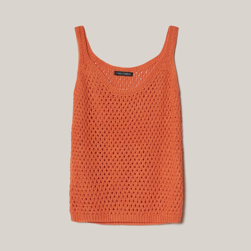 Lana Grossa Pattern Tanktop mit Netzmuster Strickset - Lana Grossa (PDF) bei bei bei bei bei bei bei bei bei Lieblingsgarn