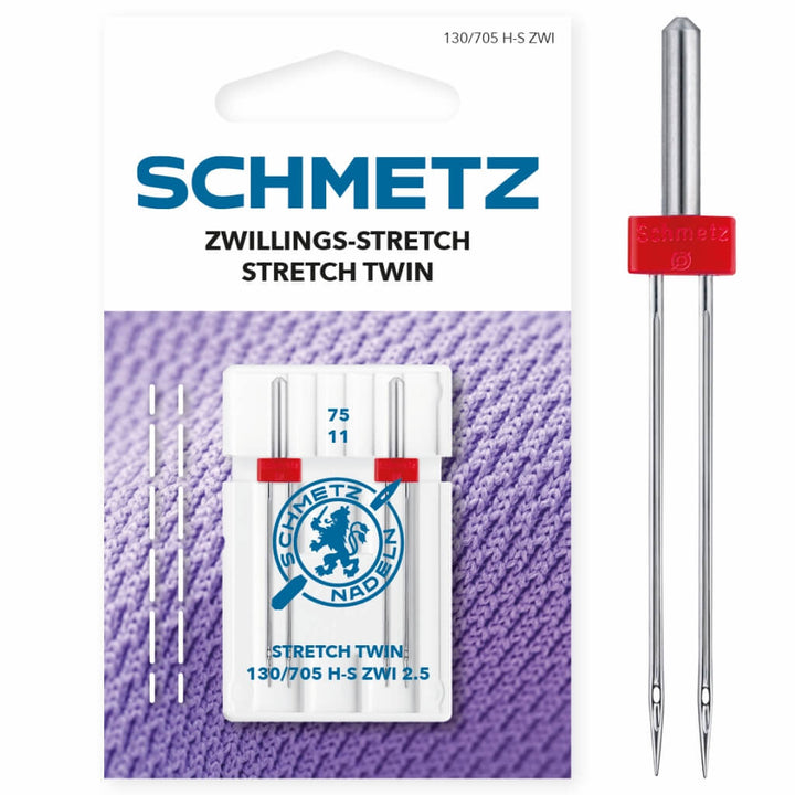 Schmetz Stretch Zwilling-Nadeln 130/705 H-S ZWI, Farbe 2 – Metall bei Lieblingsgarn