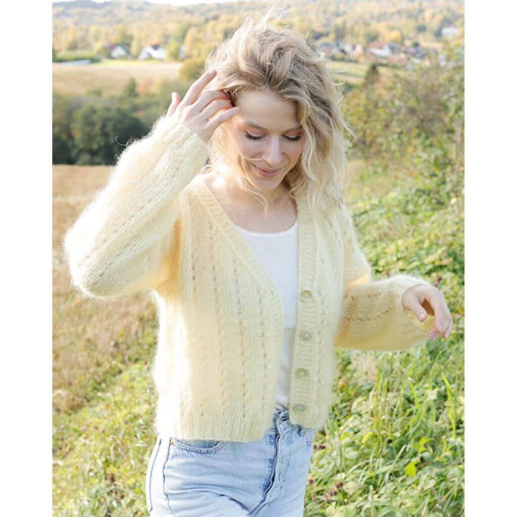 Drops Design Pattern Damen Jacke Sunshine Trail Cardigan Strickset - Drops (PDF) bei bei bei bei bei bei bei Lieblingsgarn